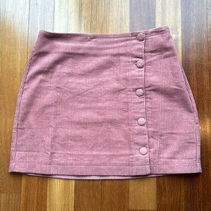 Lulu’s Pink Mauve Corduroy Mini Skirt with Buttons